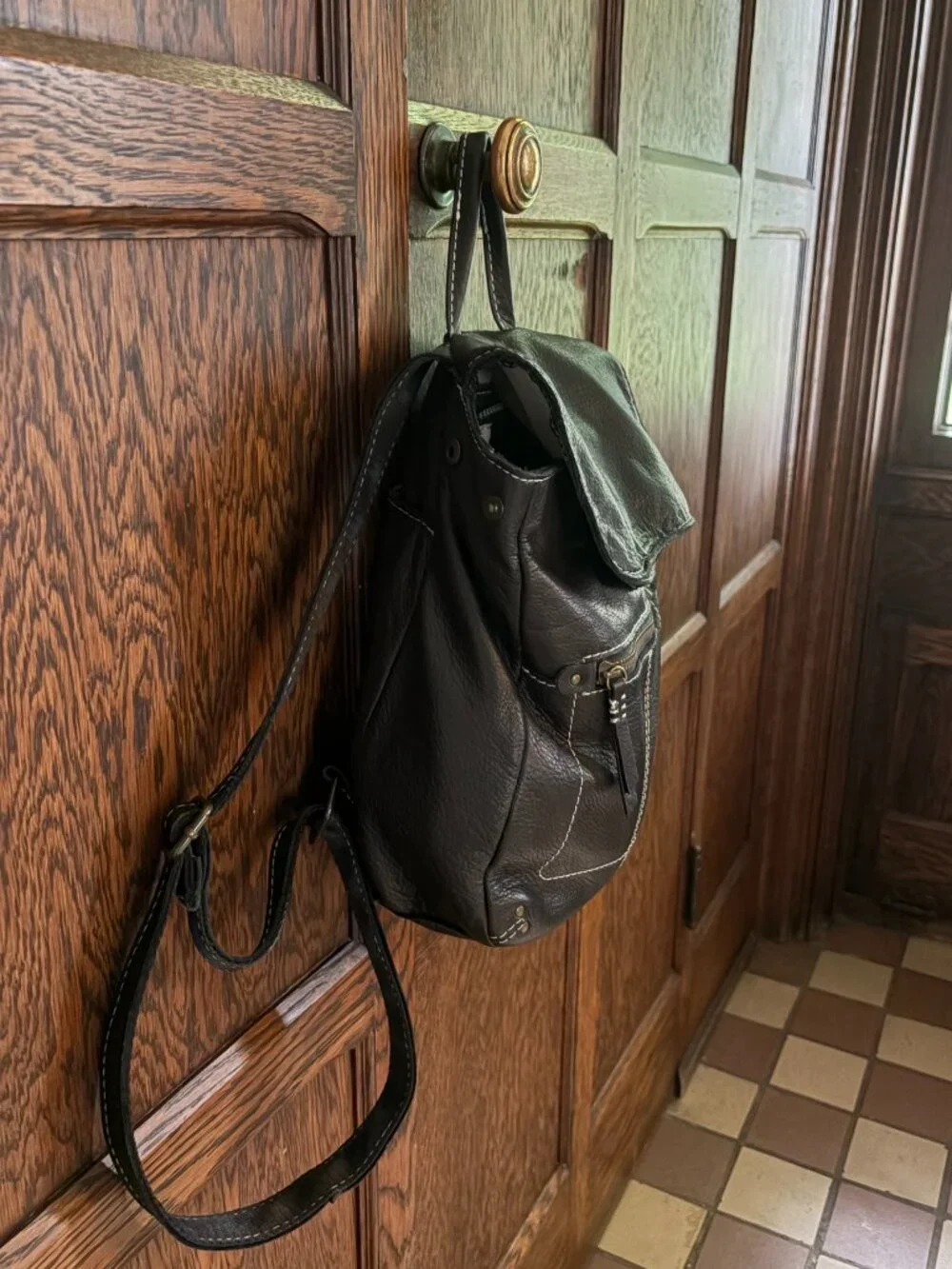American Leather Co black backpack purse / handbag